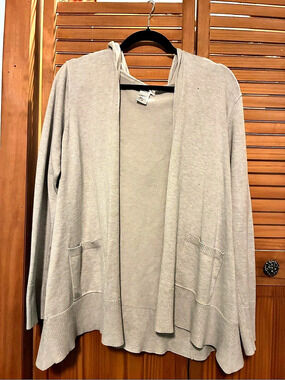 Isola Cowl Neck Open Front Cardigan Gray Size Medium